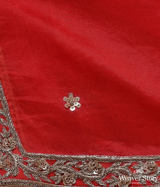 Handwoven Red Border Dupatta