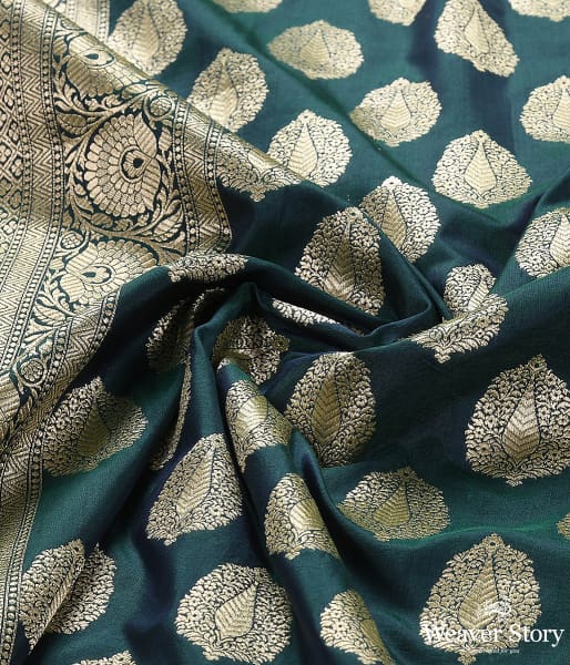 Handwoven Green Katan Silk Cutwork Booti Dupatta