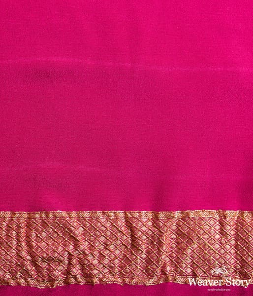 Handwoven Pink Banarasi Georgette Saree