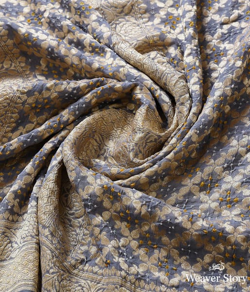 Handwoven Grey Banarasi Bandhej Dupatta