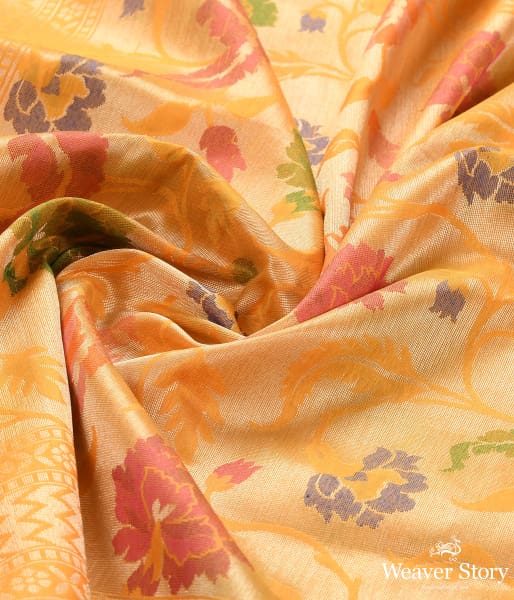 Handwoven Yellow Kimkhab Patola Dupatta