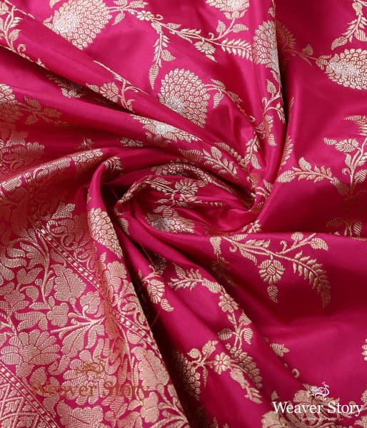 Handwoven Pink Kadhwa Jangla Dupatta with Sona Rupa Zari
