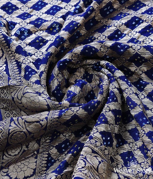 Handwoven Blue Banarasi Bandhej Dupatta