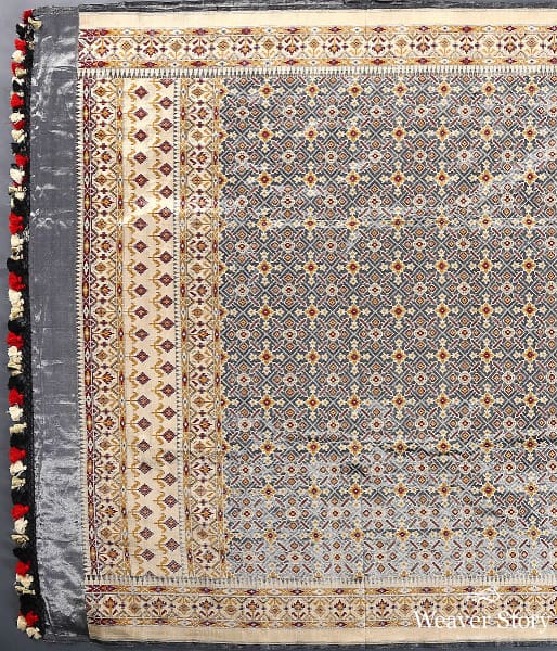 Grey Beige Tissue Patola in Ektara weave