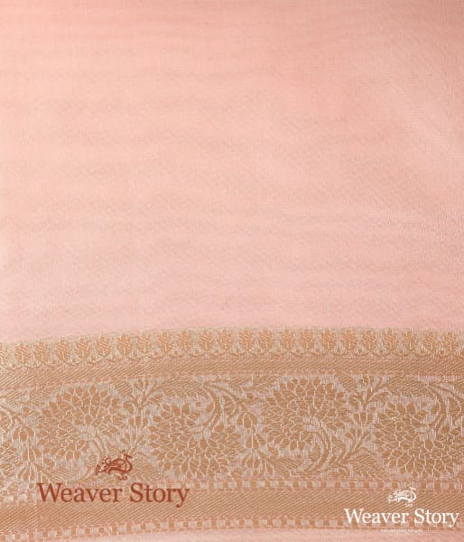 Handwoven Kora Silk Saree in Blush Pink Color