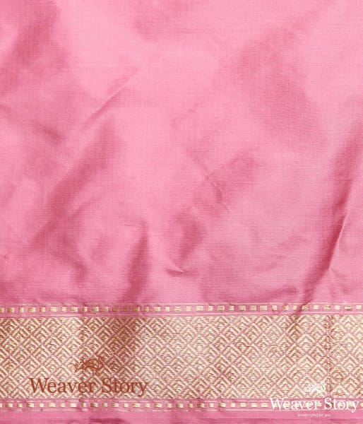 Handwoven Rose Pink Katan Silk Banarasi with SOna Rupa Zari Boota