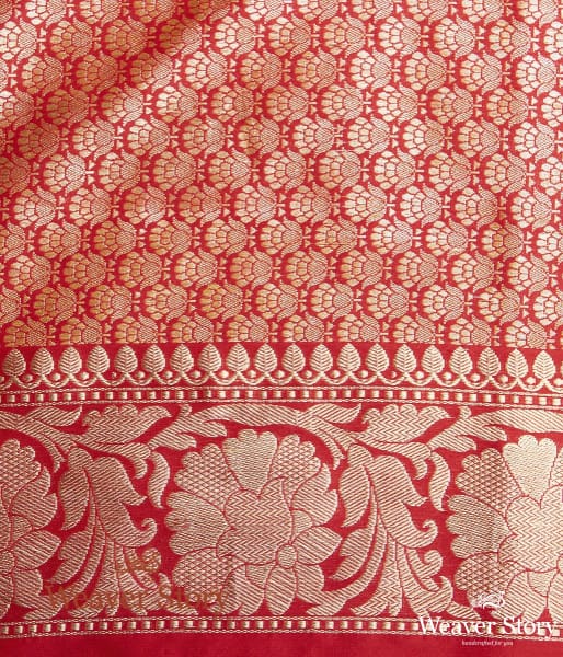 Handwoven Red Kimkhab Saree with Meenakari