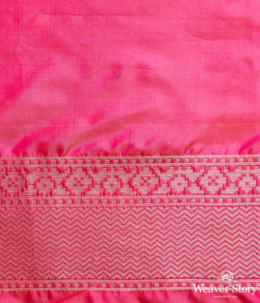 Handwoven Orange Banarasi Patola Saree with Pink Border