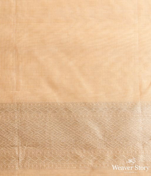 Handwoven Beige Kora Cotton Patola Saree