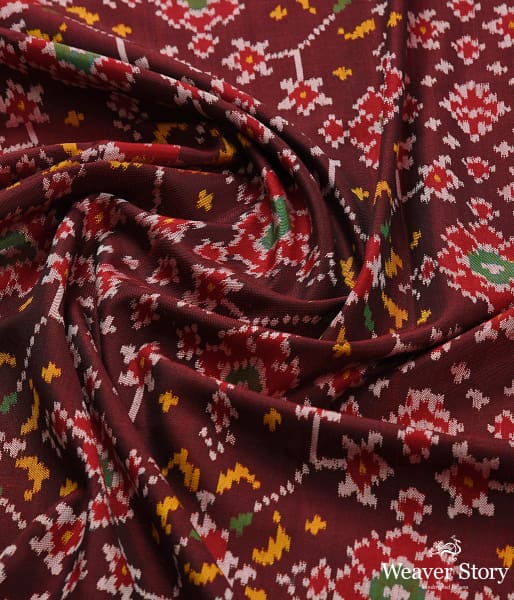 Handwoven Mahroon Red Patola Dupatta