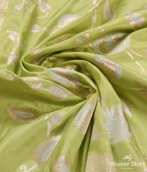 Handwoven Light Green Katan Silk Dupatta