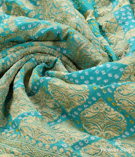 Handwoven Sea Green Banarasi Bandhej Dupatta