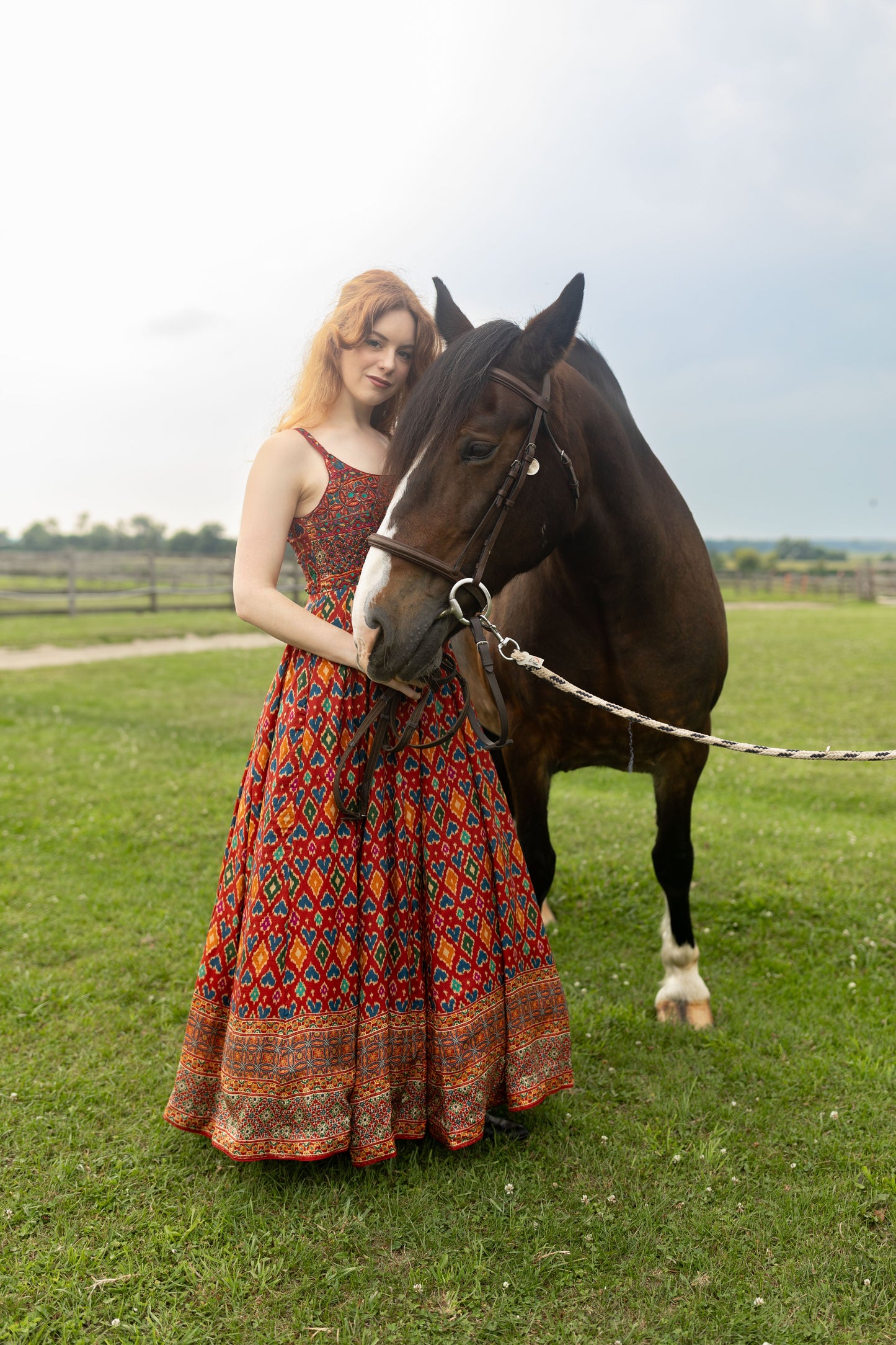 Louisa Red Dress with Patola Print
