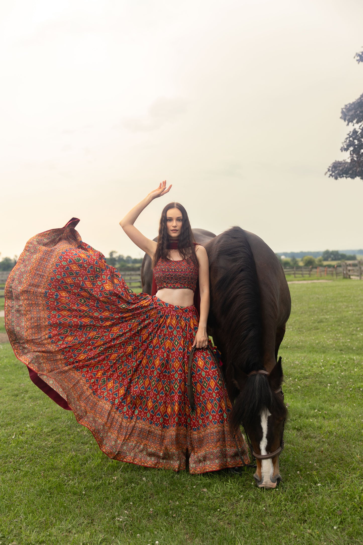 Louisa Red Patola Print Lehenga Choli Set