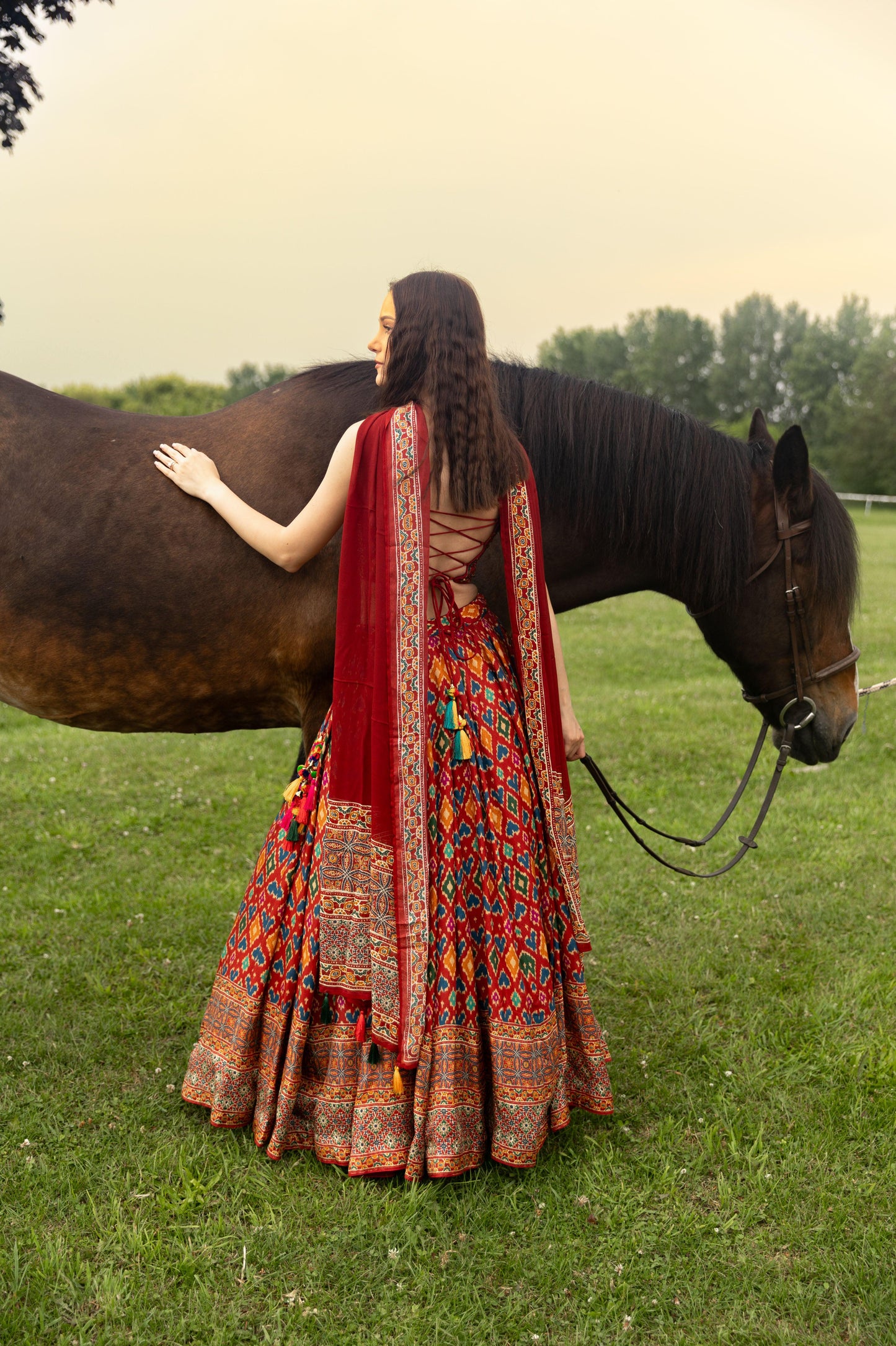 Louisa Red Patola Print Lehenga Choli Set