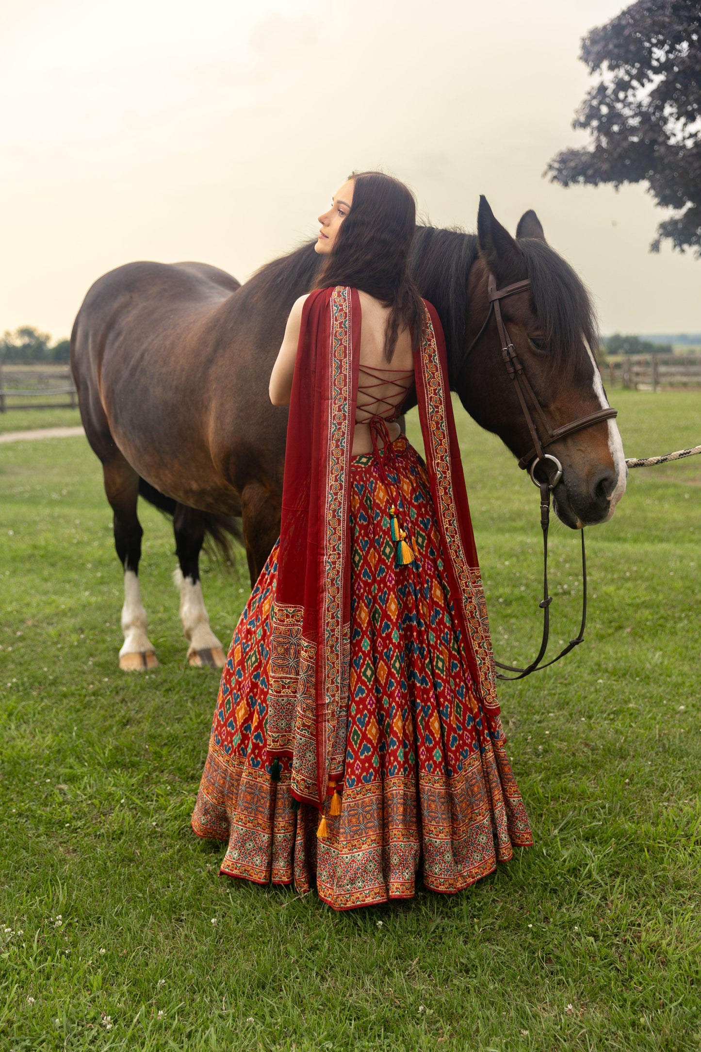 Louisa Red Patola Print Lehenga Choli Set