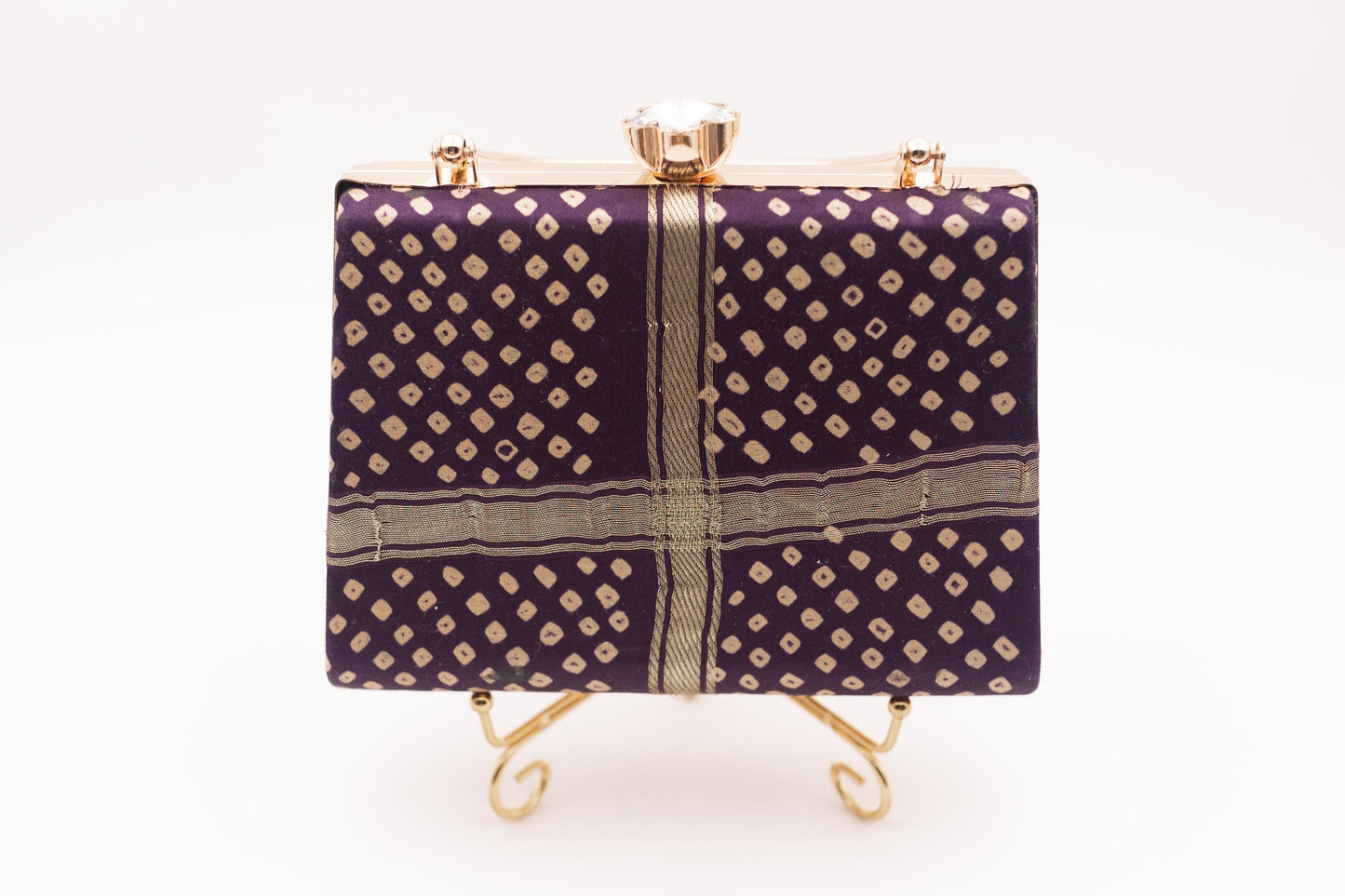 Maroon MONY CLUTCH with Gem Closure