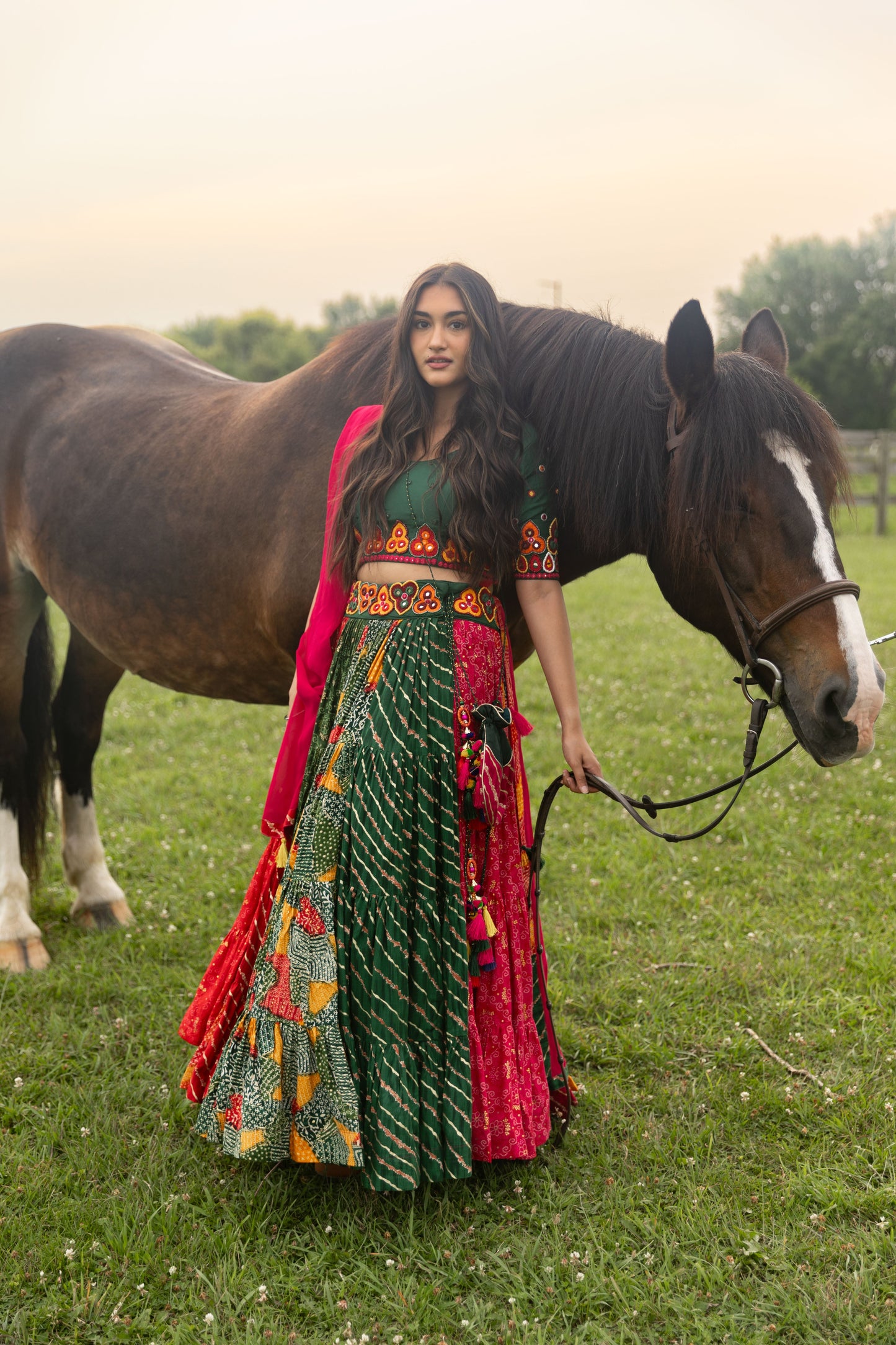 Lydia Green Multicolor Chaniya Choli Set