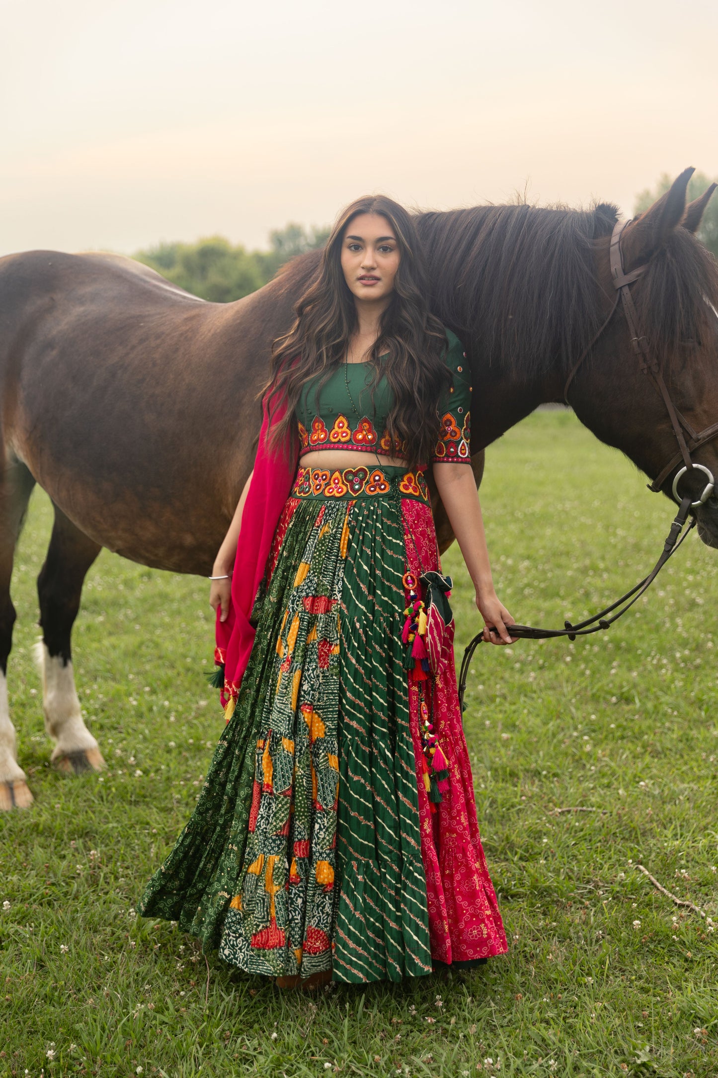 Lydia Green Multicolor Chaniya Choli Set