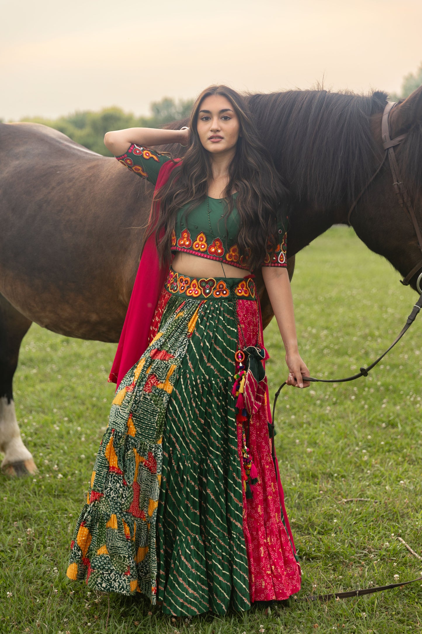 Lydia Green Multicolor Chaniya Choli Set