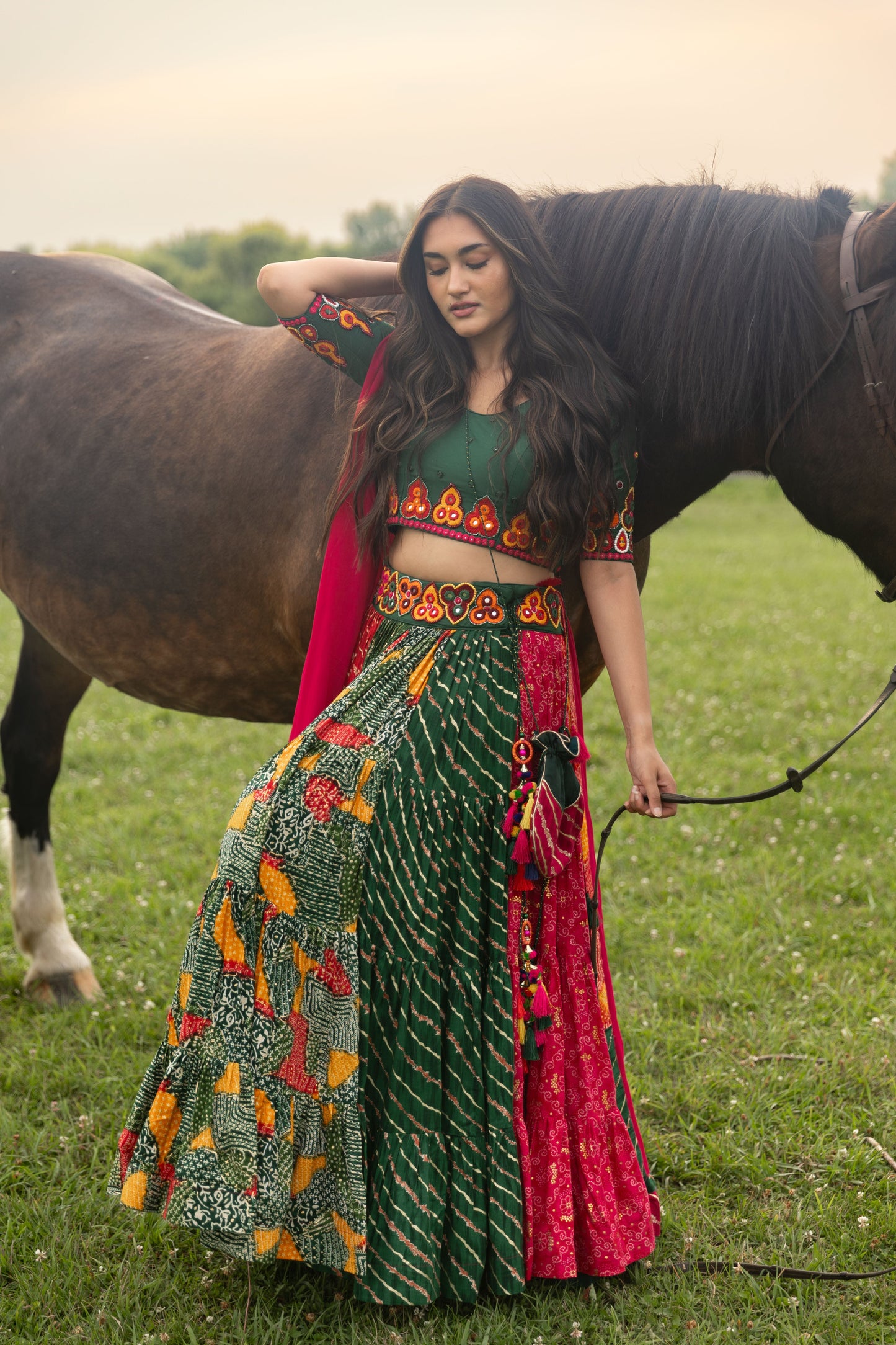 Lydia Green Multicolor Chaniya Choli Set