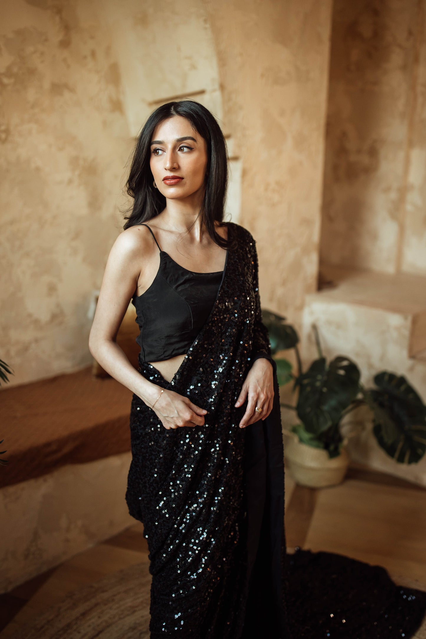 BLR1020 Kai Black Silk Chiffon Cape and Blouse