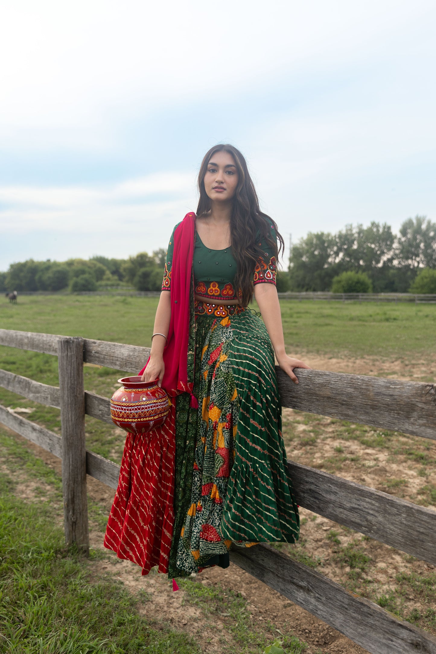 Lydia Green Multicolor Chaniya Choli Set