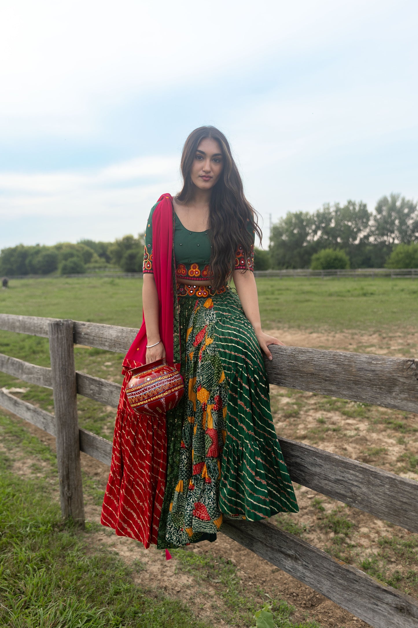 Lydia Green Multicolor Chaniya Choli Set