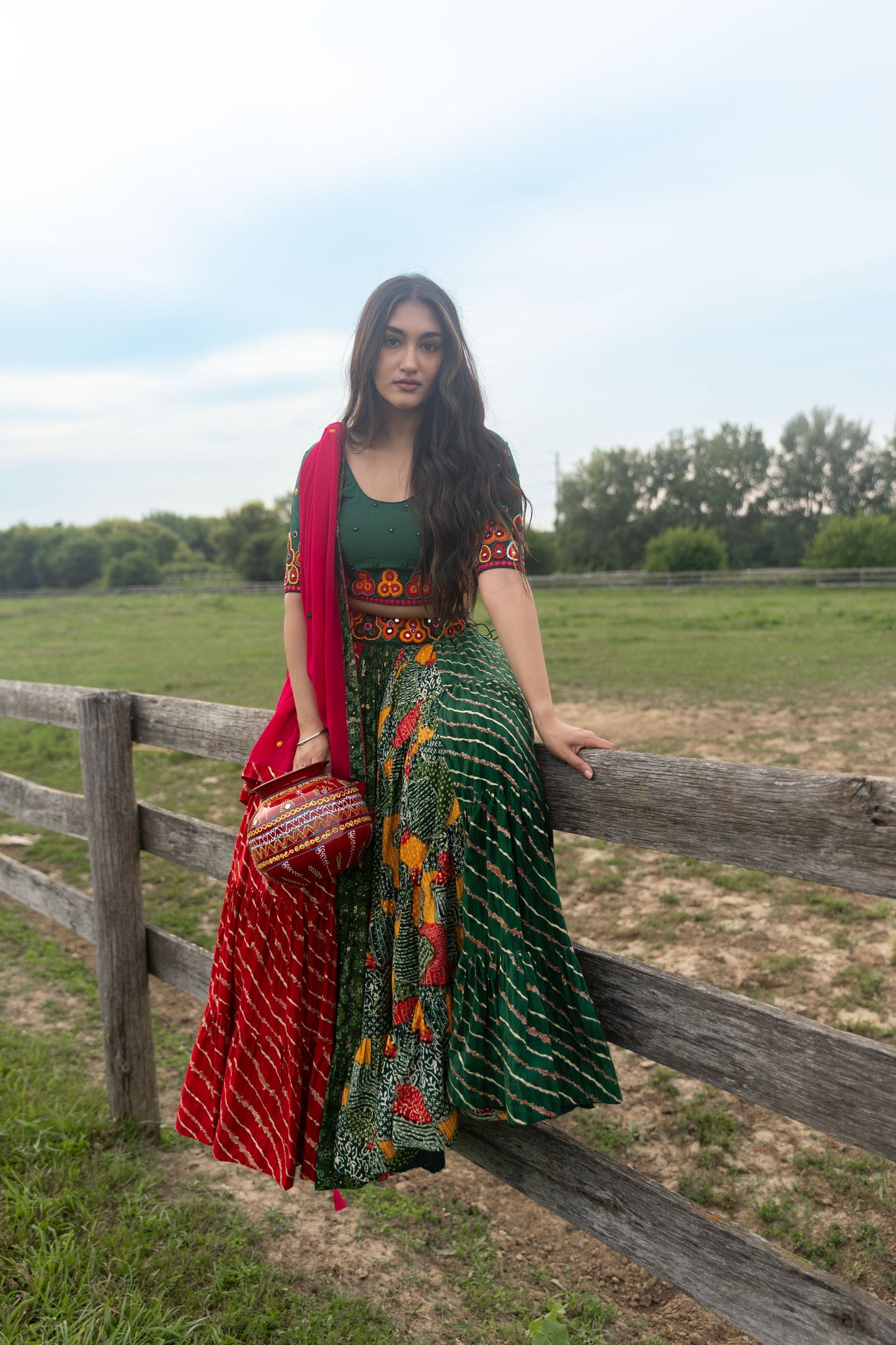 Lydia Green Multicolor Chaniya Choli Set