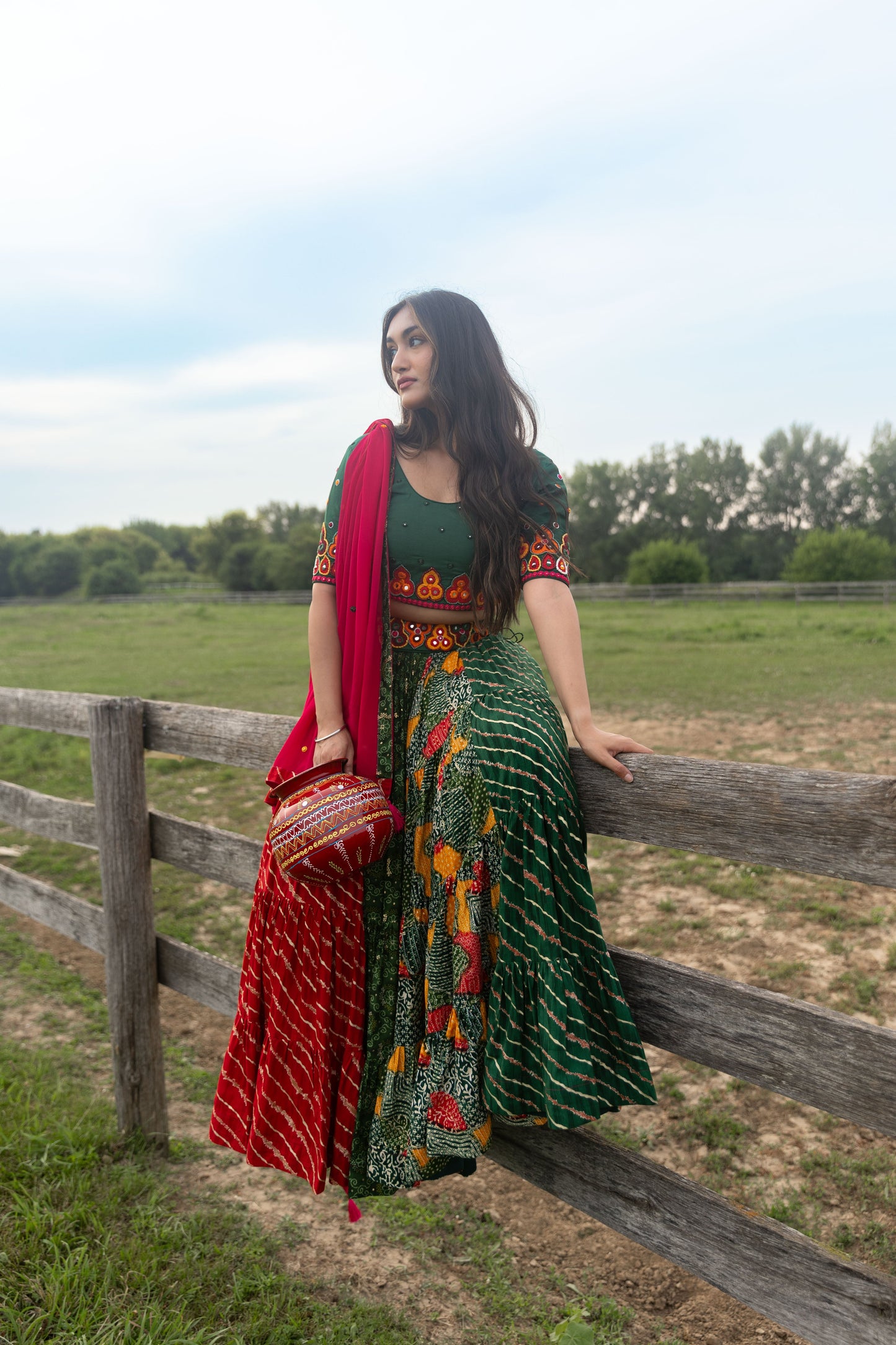 Lydia Green Multicolor Chaniya Choli Set