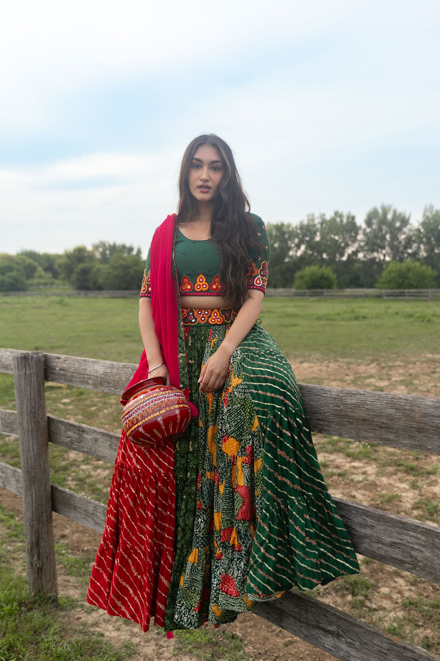 Lydia Green Multicolor Chaniya Choli Set
