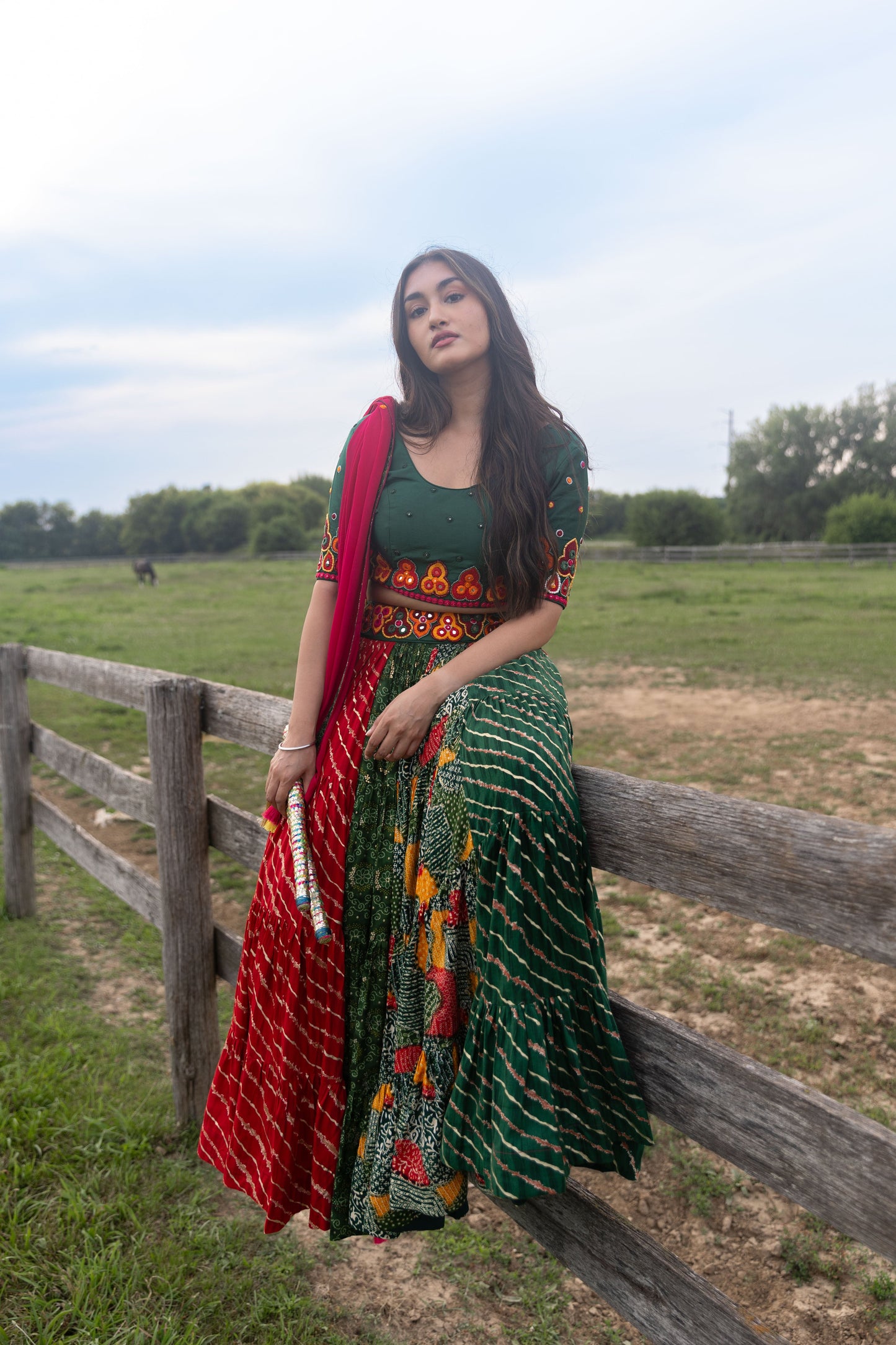 Lydia Green Multicolor Chaniya Choli Set