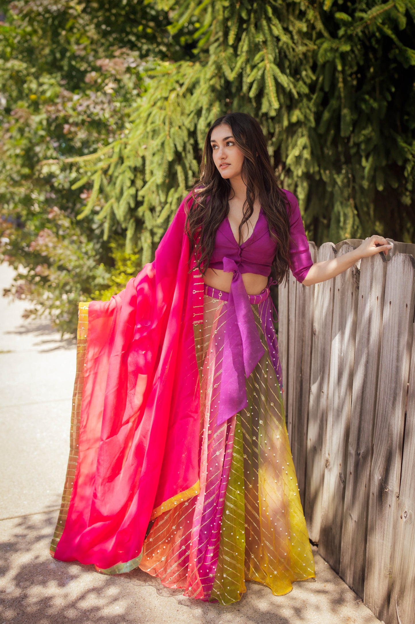 Selena Rainbow Pearl Lehenga Choli Set