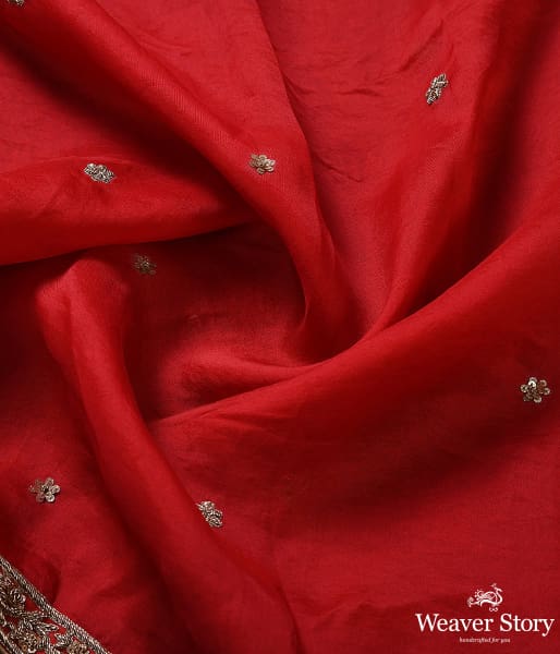 Handwoven Red Border Dupatta