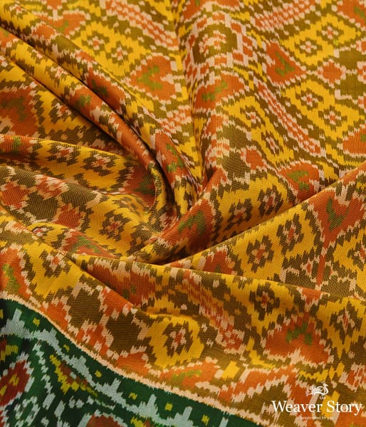 Handwoven Green and Yellow Patola Dupatta