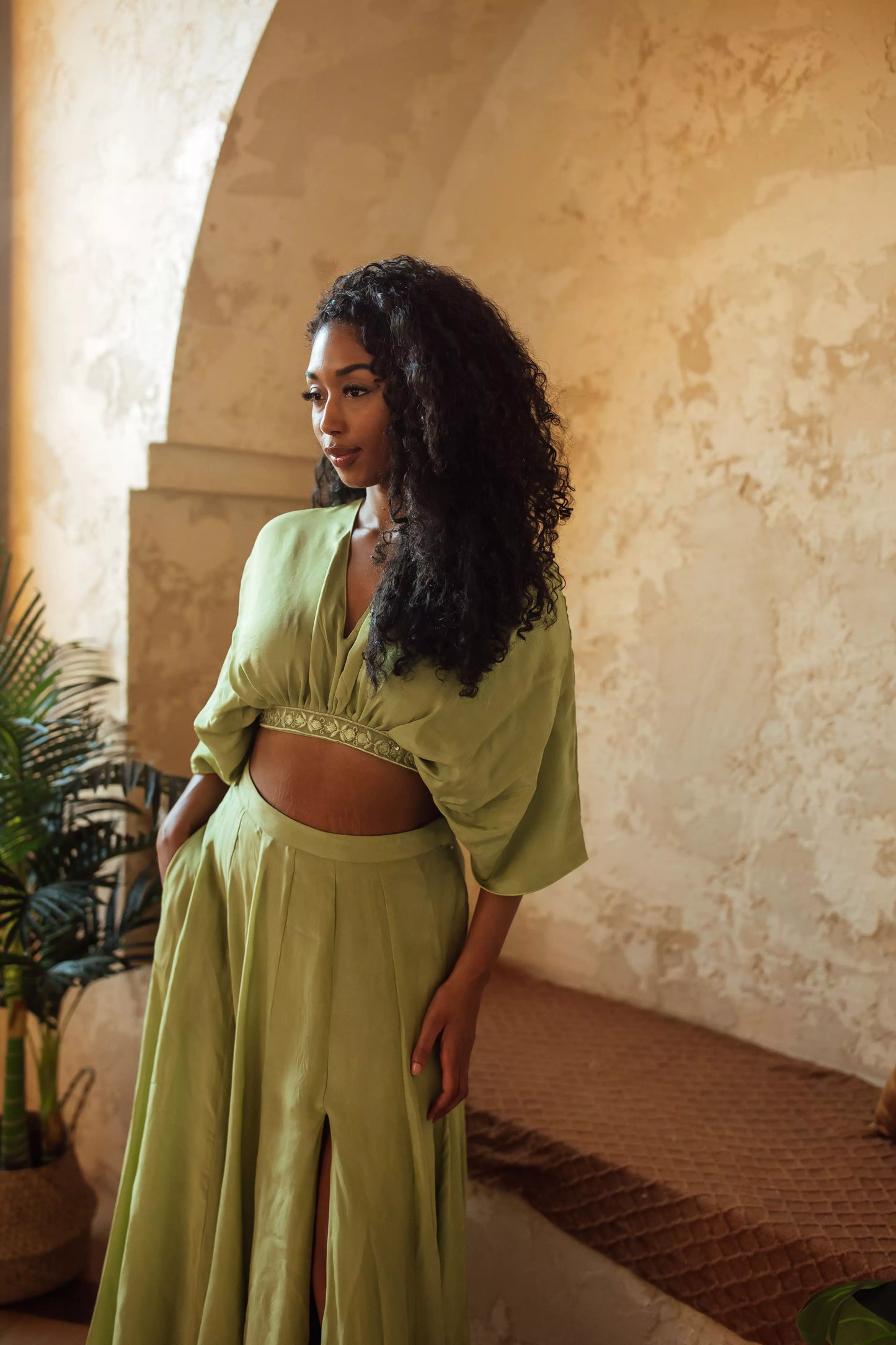 BLR1019 Juliet Green Dolman Sleeve Top