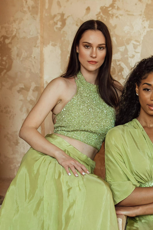 BLR1015 Everett Green Sparkle Top with Sequins