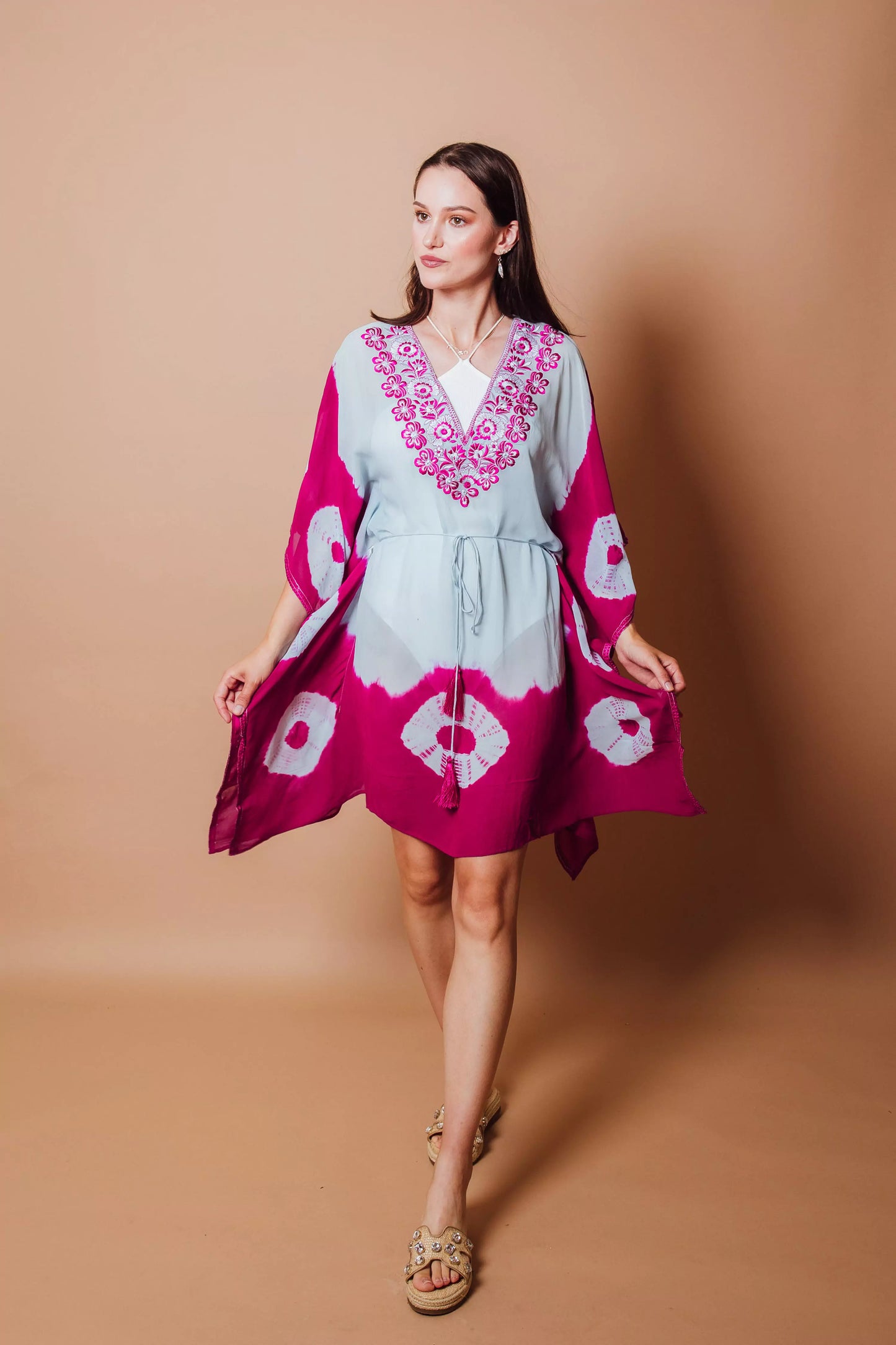 Sarita Light Blue and Fuchsia Kaftan