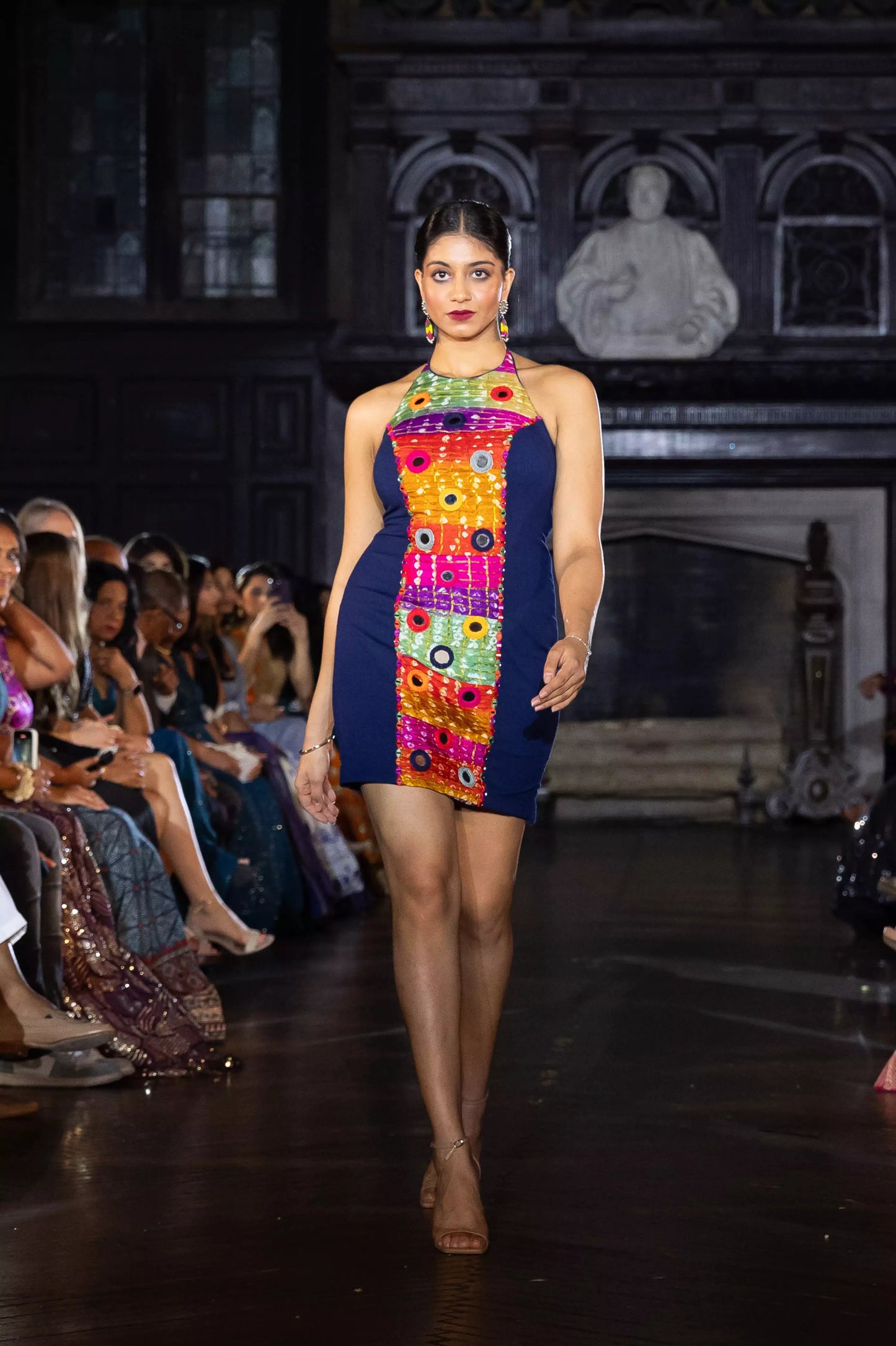 Anita Multicolor Short Dress with Halter Neck
