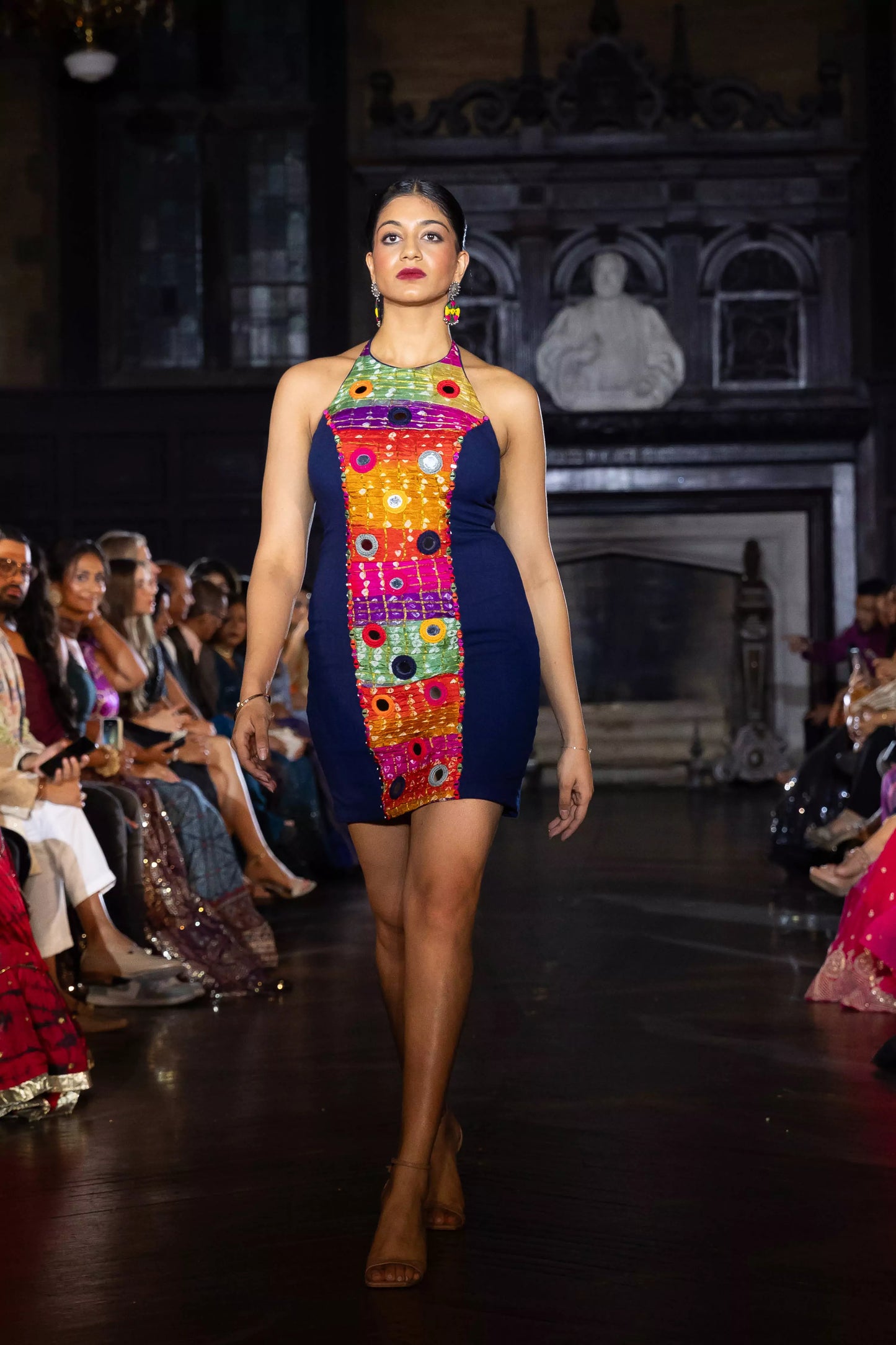 Anita Multicolor Short Dress with Halter Neck
