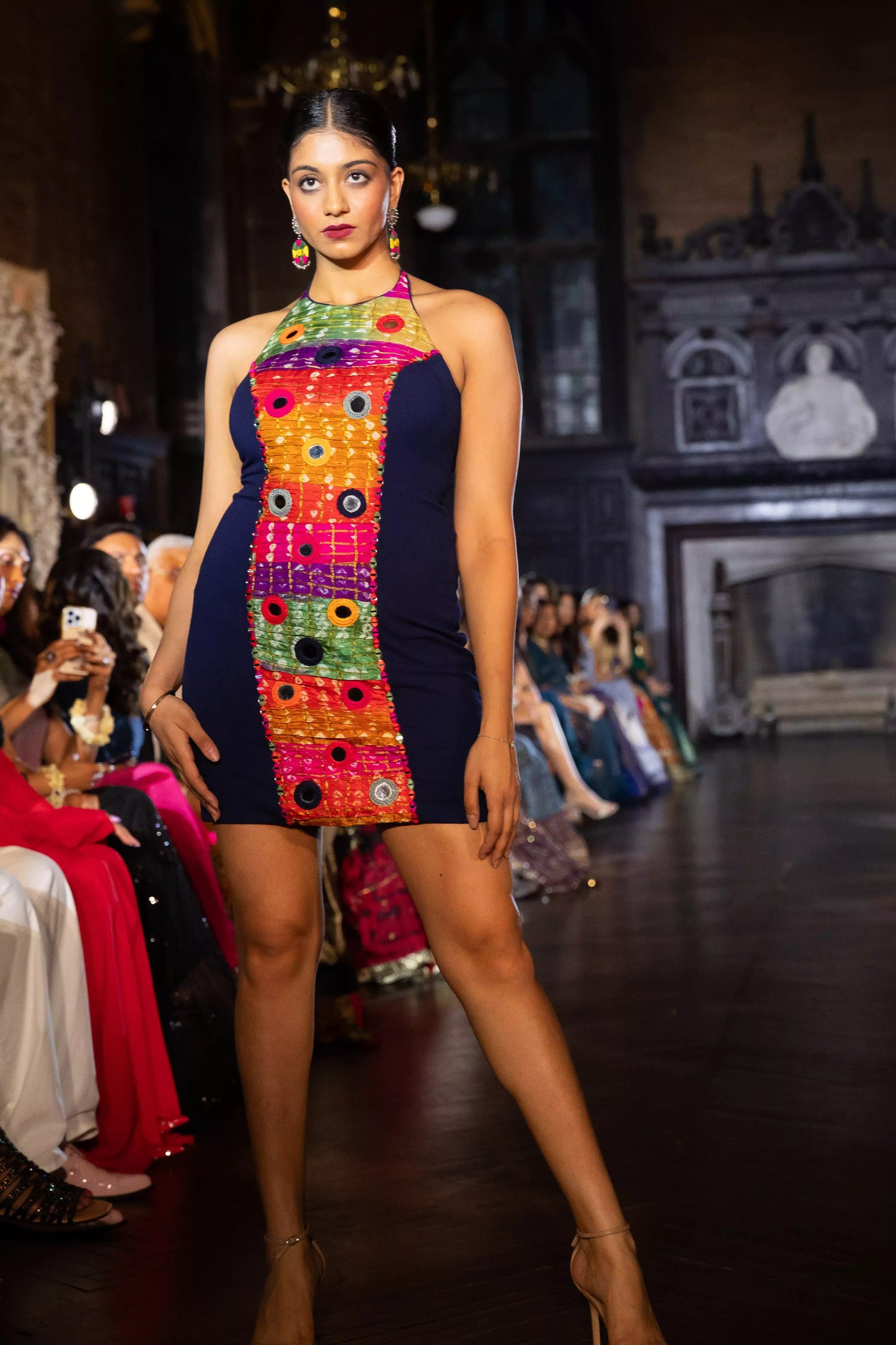 Anita Multicolor Short Dress with Halter Neck