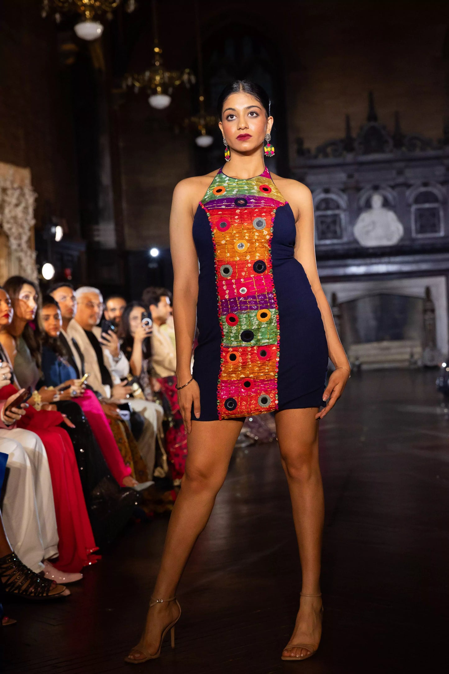 Anita Multicolor Short Dress with Halter Neck