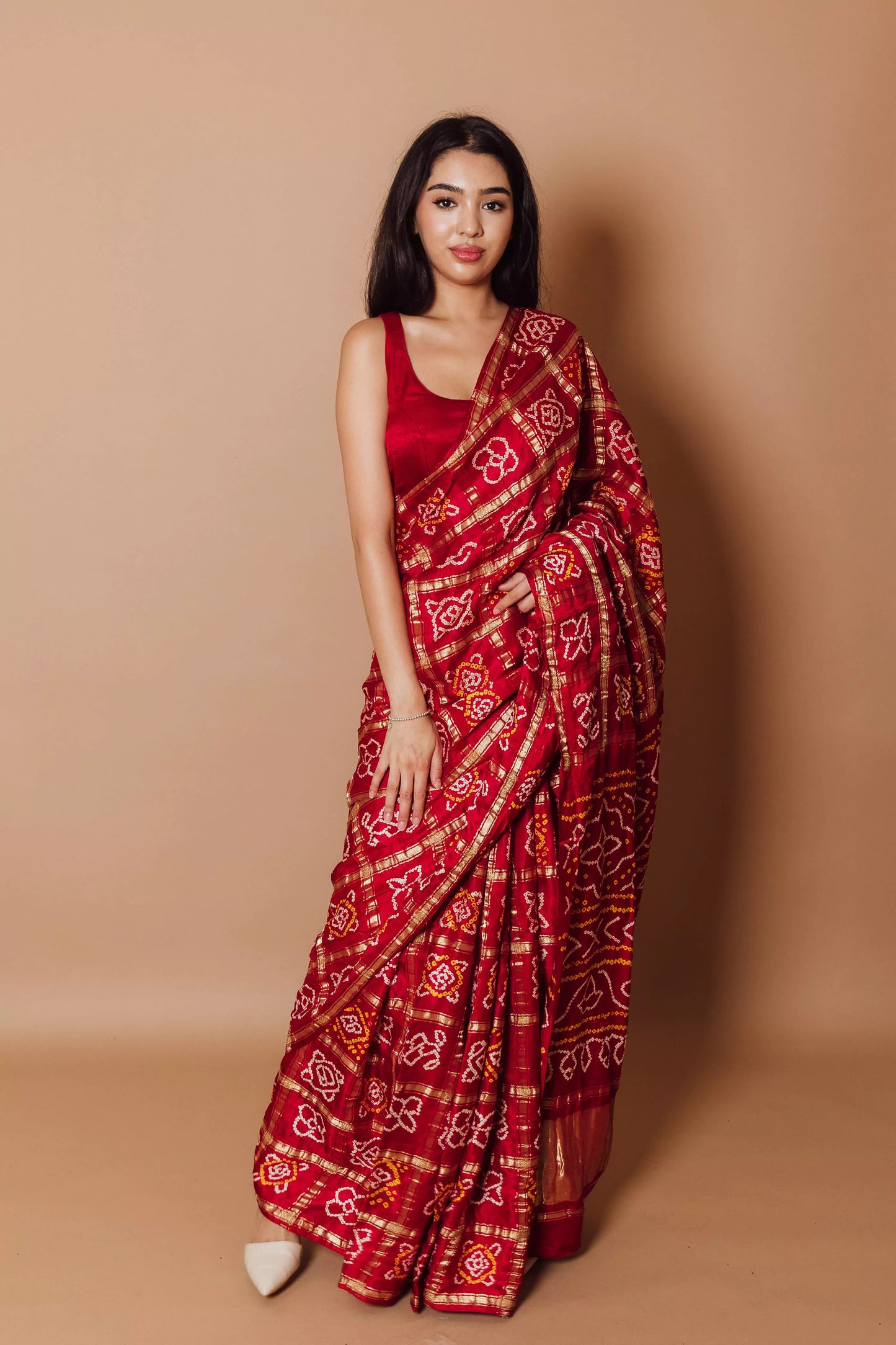 Anaya Red Pure Bandhej Saree