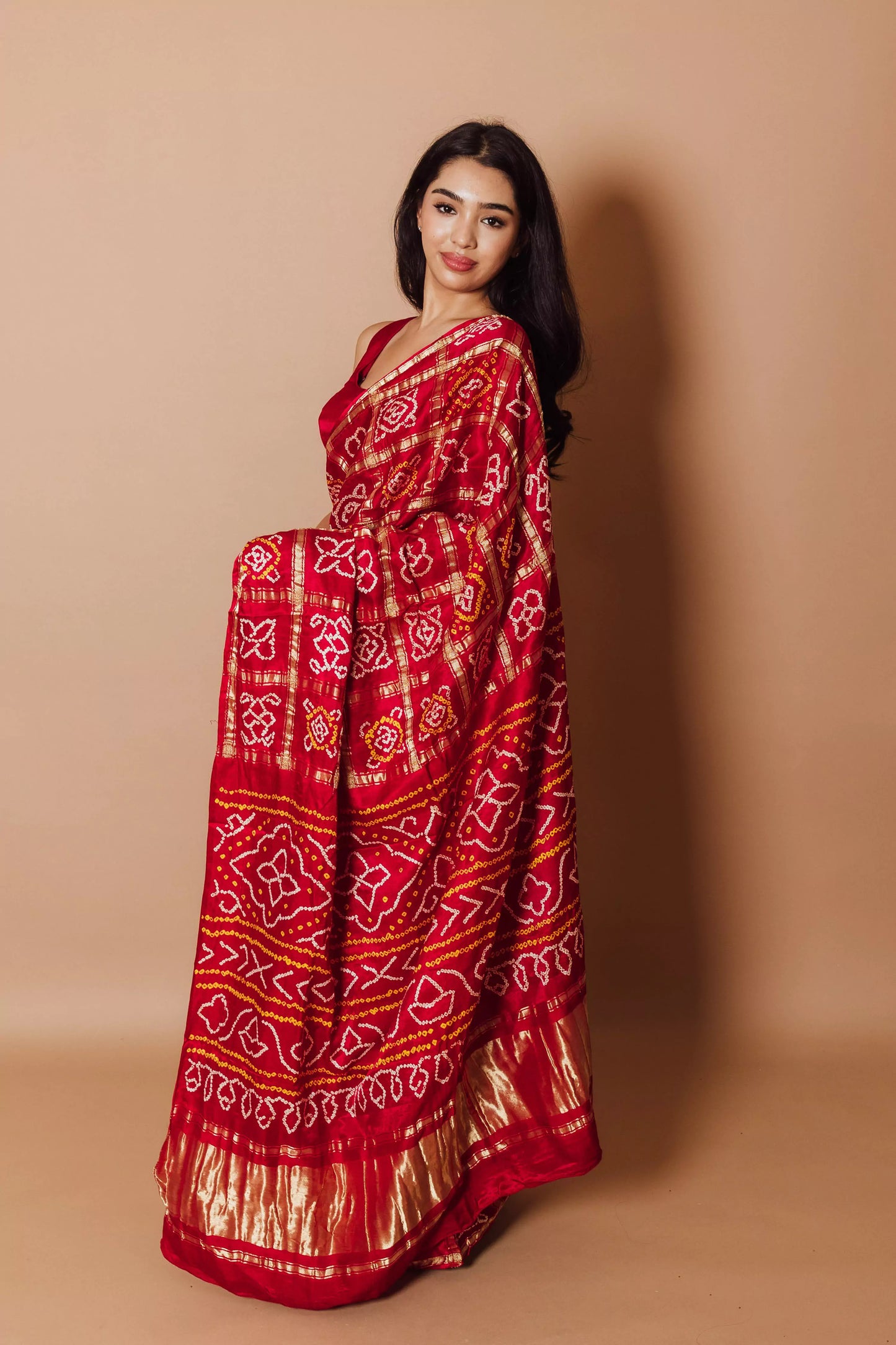 Anaya Red Pure Bandhej Saree