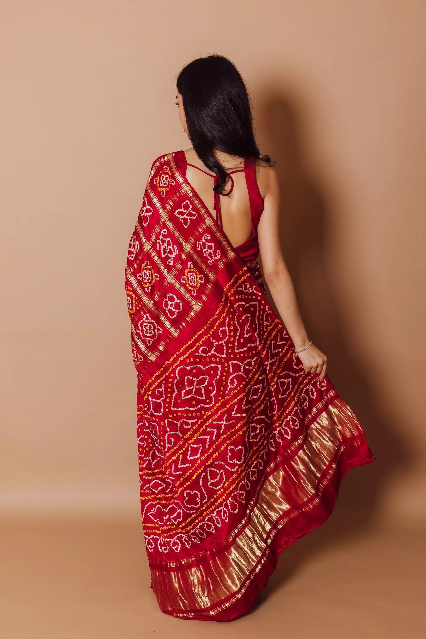 Anaya Red Pure Bandhej Saree