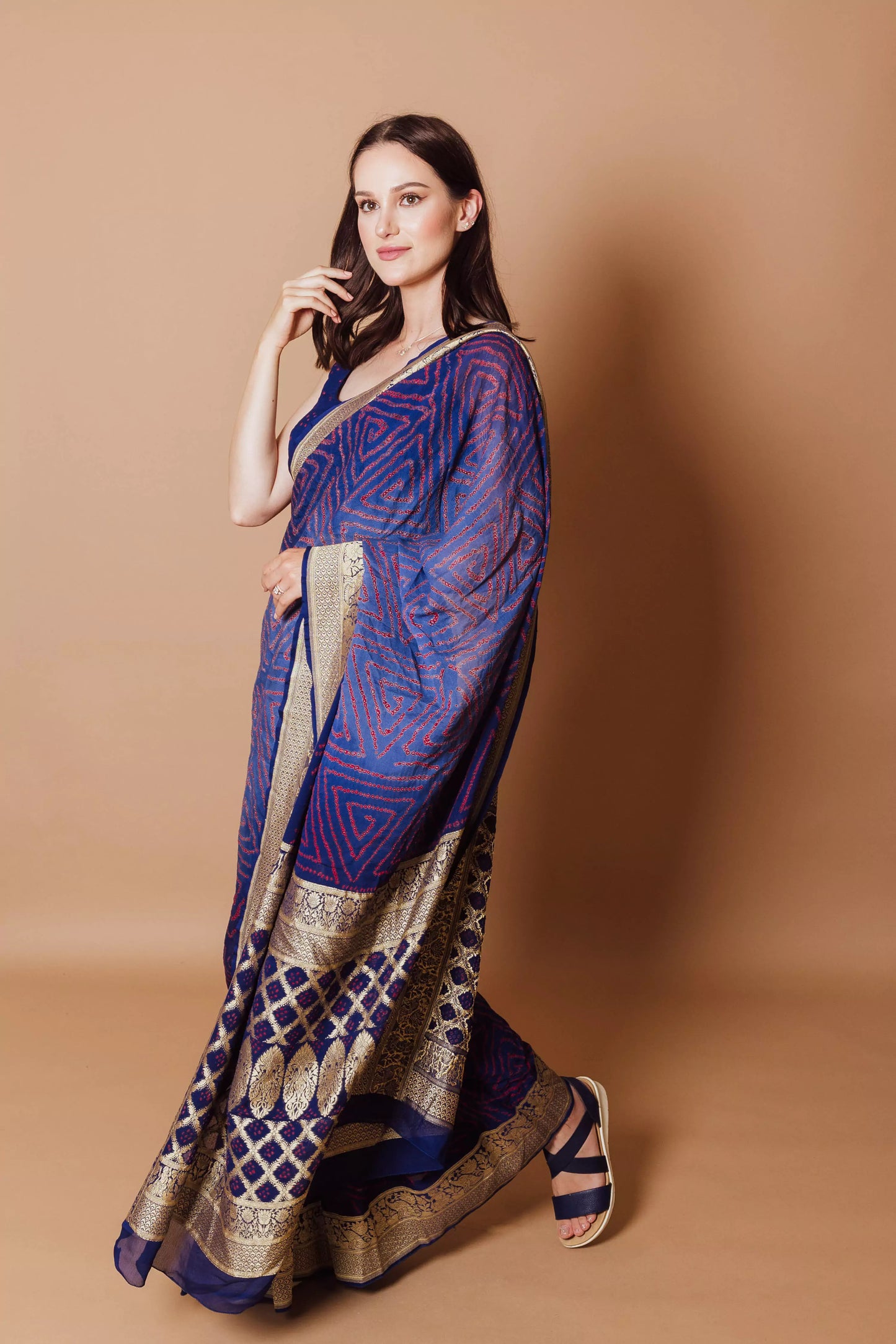 Mohini Blue Pure Bandhej Georgette Saree