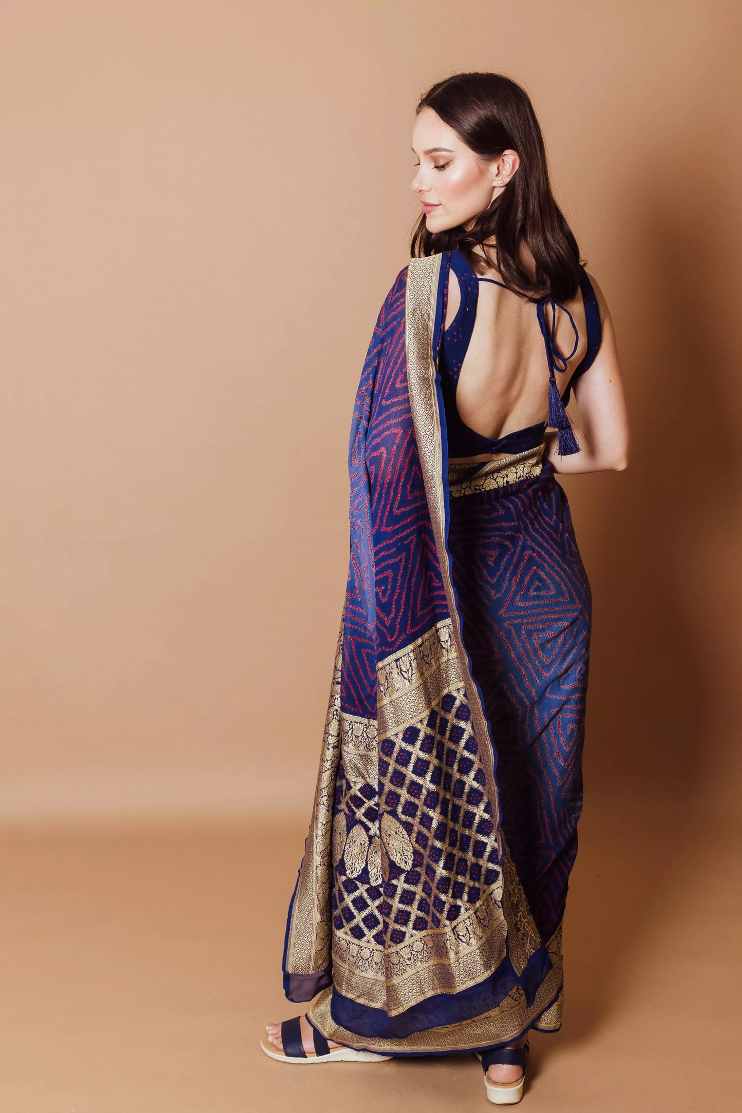 Mohini Blue Pure Bandhej Georgette Saree