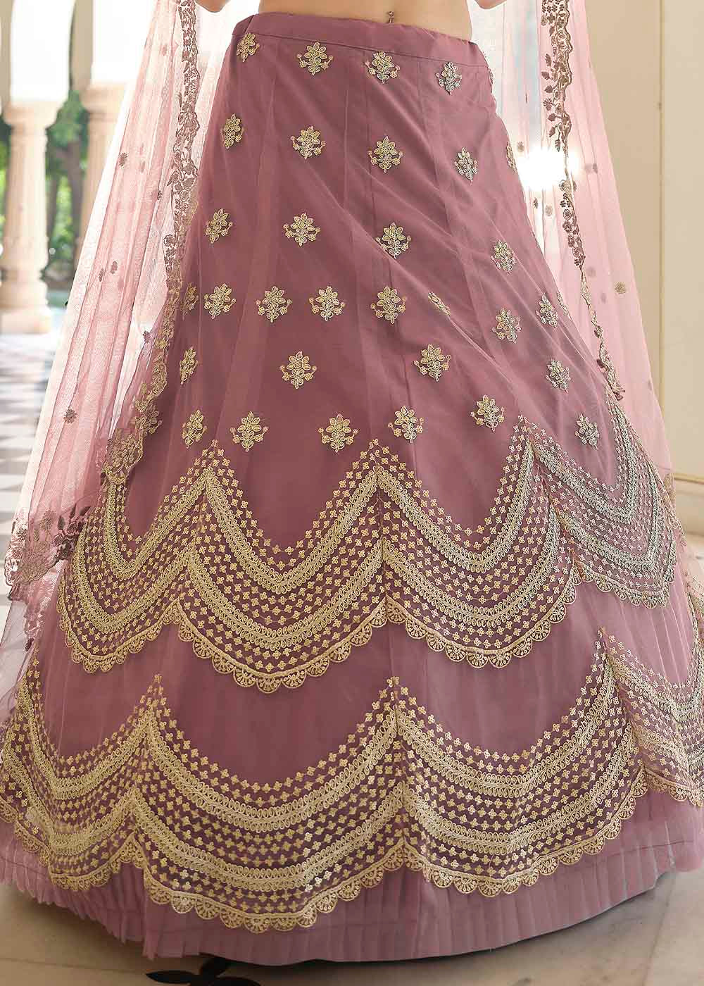 Plum Purple Soft Net Lehenga Choli with Dori & Sequins work