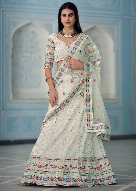 Daisy White Georgette Lehenga Choli with Thread & Sequence work