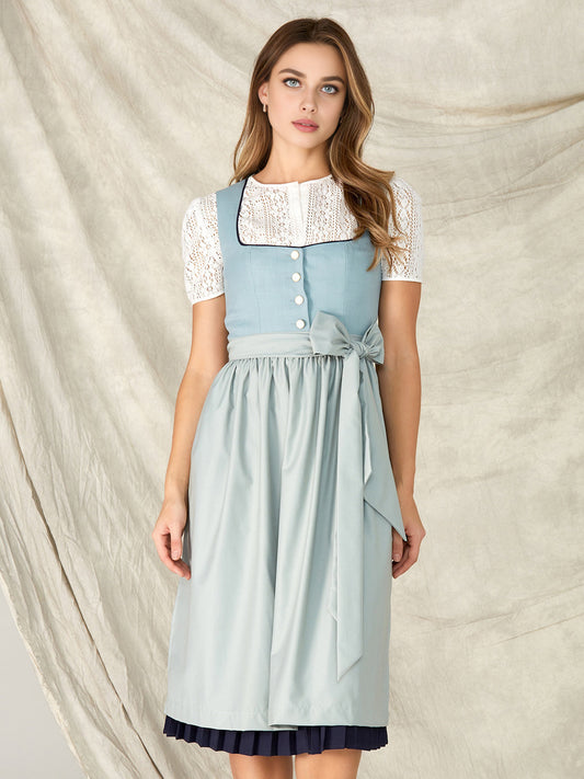 Damen Blau Knöpfen Kein Eingriffstaschen Dirndl JESSIA